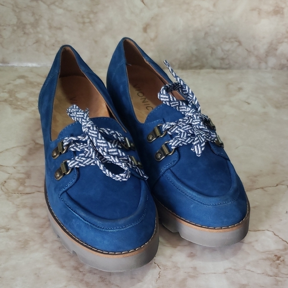 Vionic Blue Suede Women's Laces Loafers Size 6
